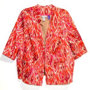 Maggie Barnes for Catherine's Multicolor Open Front Blazer 3/4 Sleeves – 1XWP